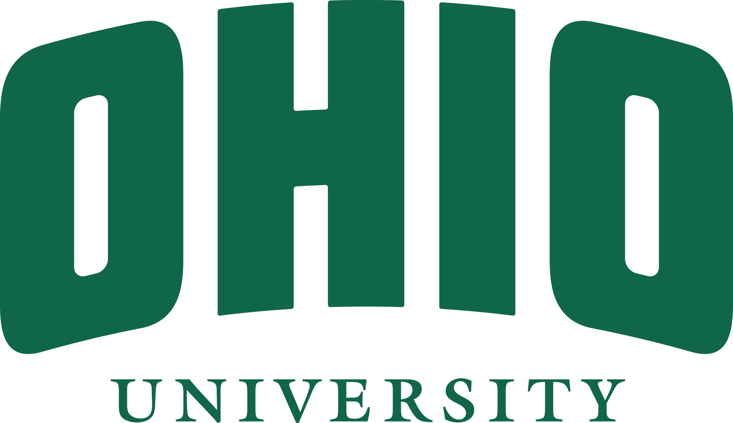 Green university logo with large stylized letters and the word UNIVERSITY.