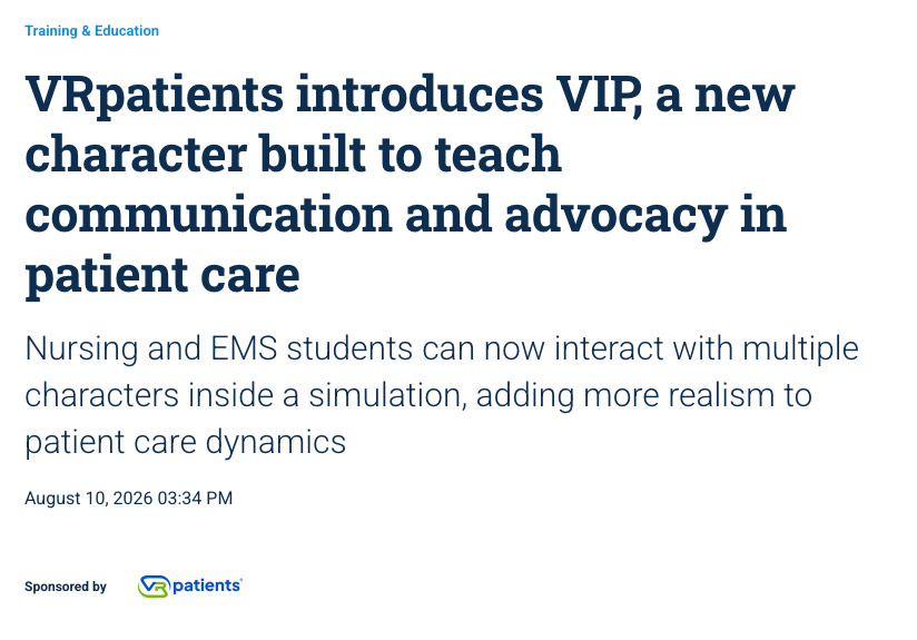 VRpatients Press Release 08-2026