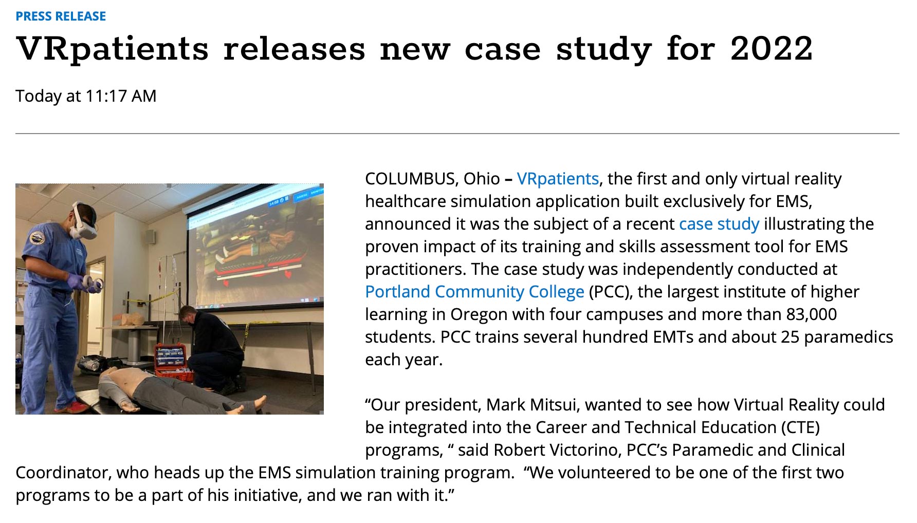 EMS1 VRpatients releases new case study for 2022